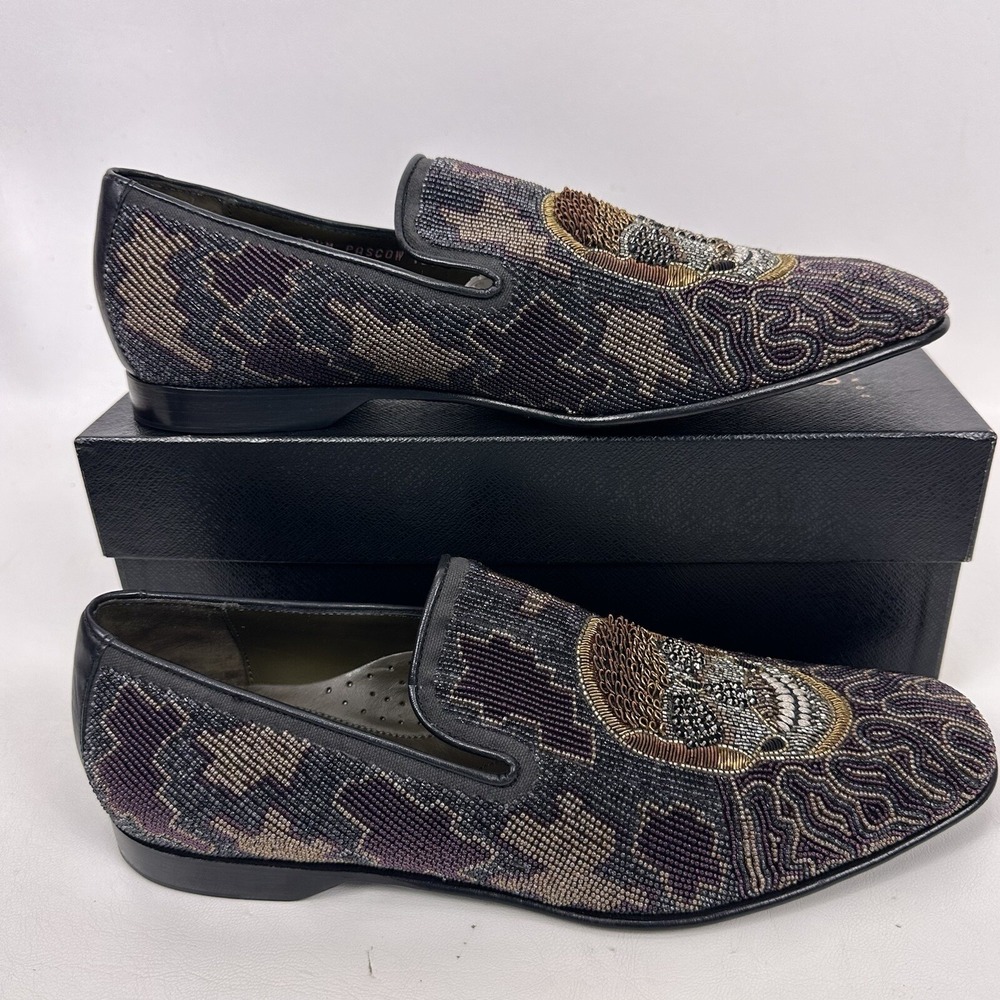 Donald Pliner Pascow Skulls Embellished Loafers Men's Size 10.5M UK - Picture 9 of 16